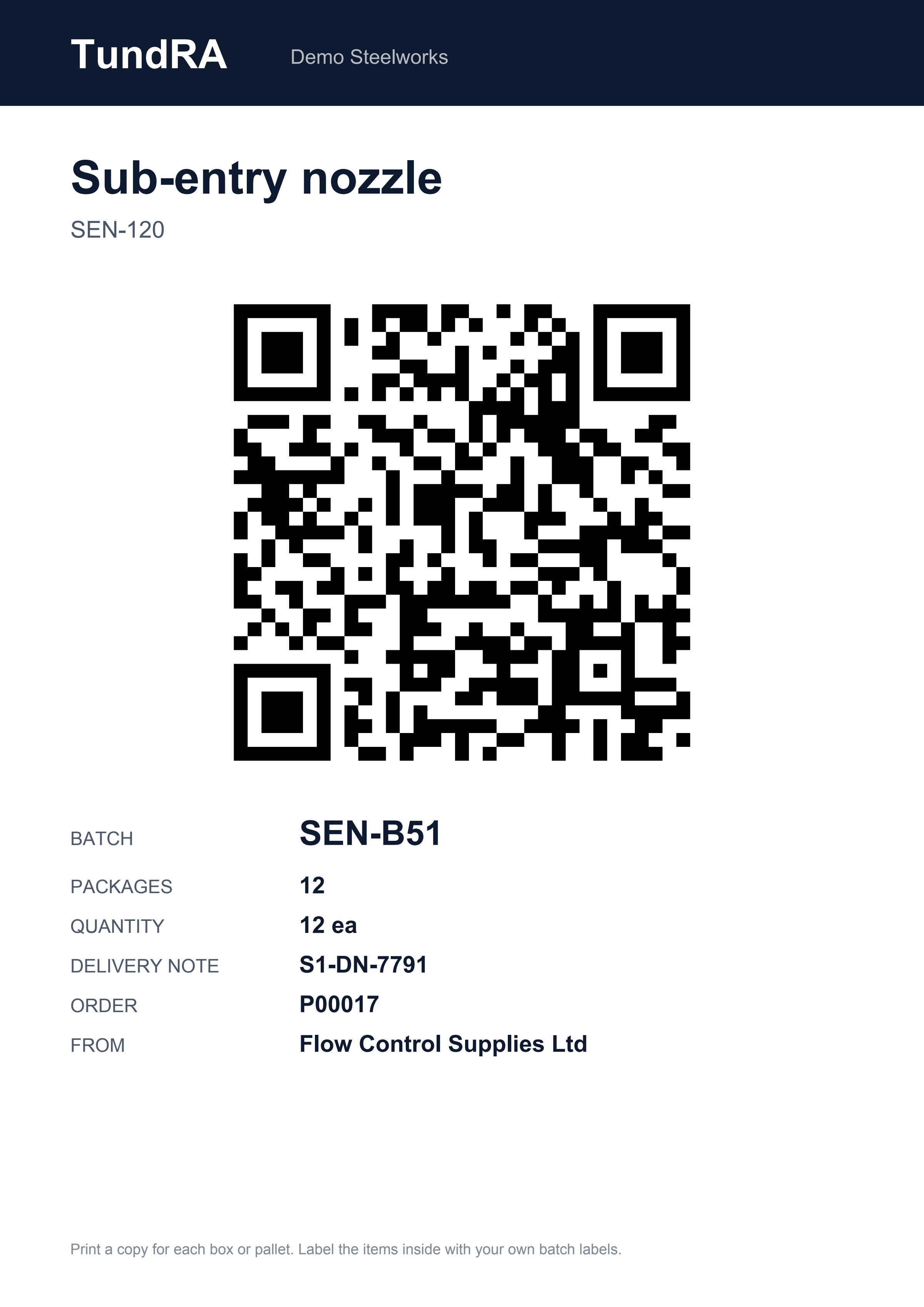QR delivery label